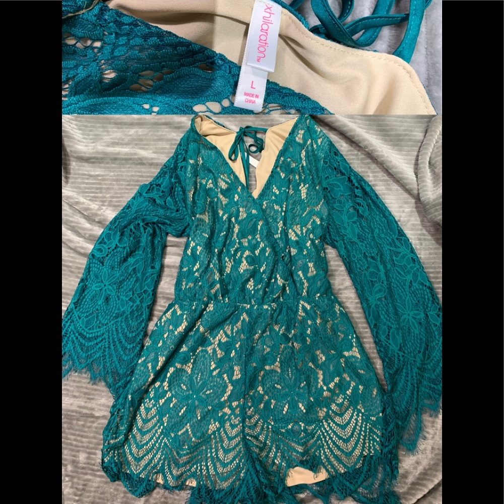 Green lace romper